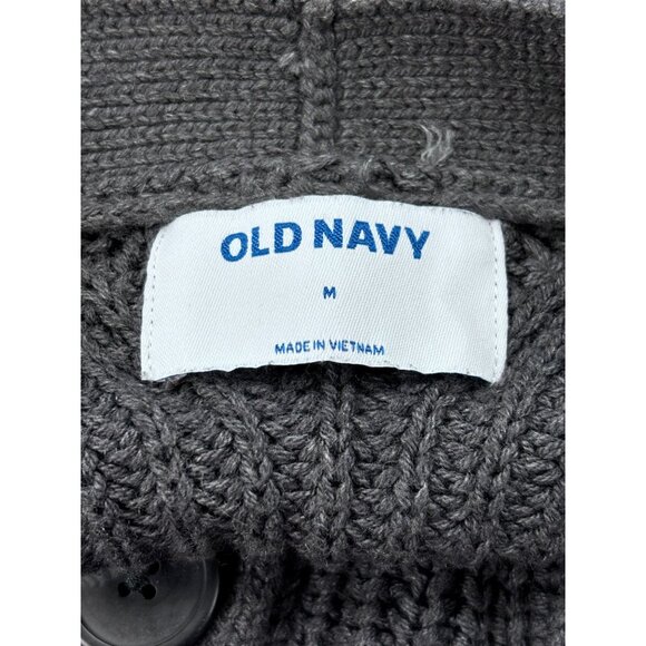 Old Navy Gray Cable Knit Button-Up Cardigan Sweater M 60% Cotton 40% Acrylic Wom - Picture 4 of 11